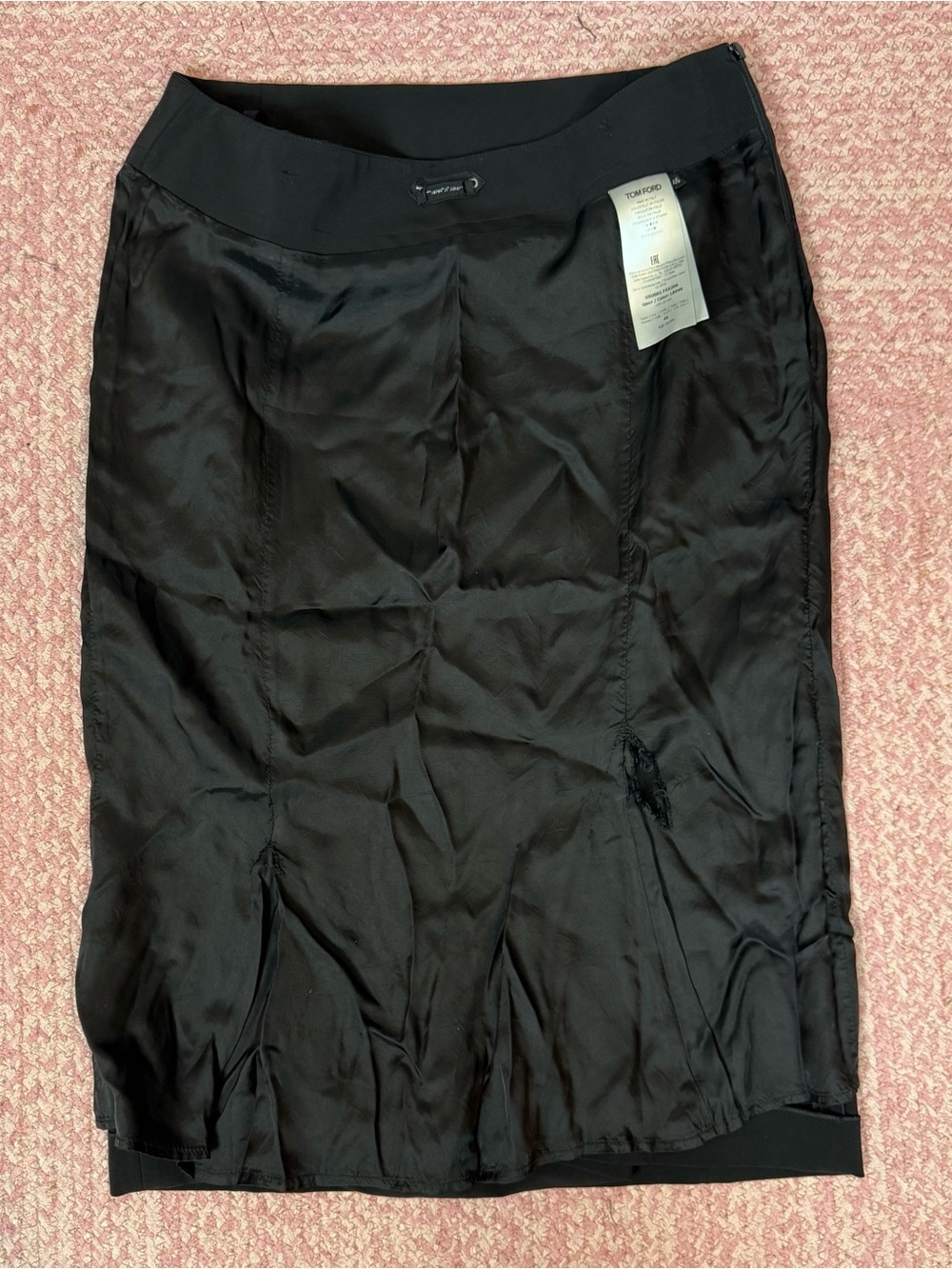 TOM FORD Black Stretch Pencil Skirt IT 46 US 10 Made in Italy Cupro Lined Luxury - Picture 8 of 13